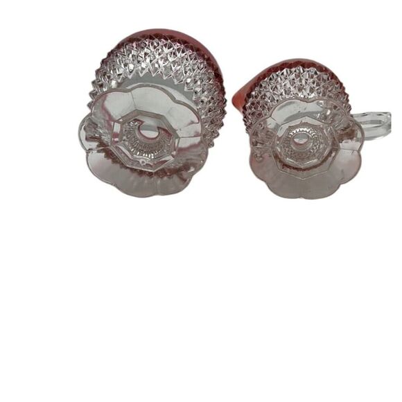 Vintage Indiana Glass Ruby Red Trim Diamond Point Cream and Sugar Set - Picture 6 of 11